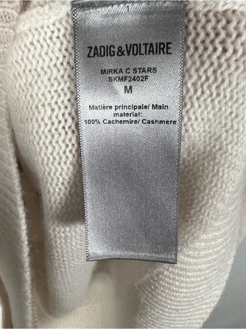 Zadig & Voltaire Mirka Star Cashmere Cardigan in Ecru Size Medium - Picture 7 of 11